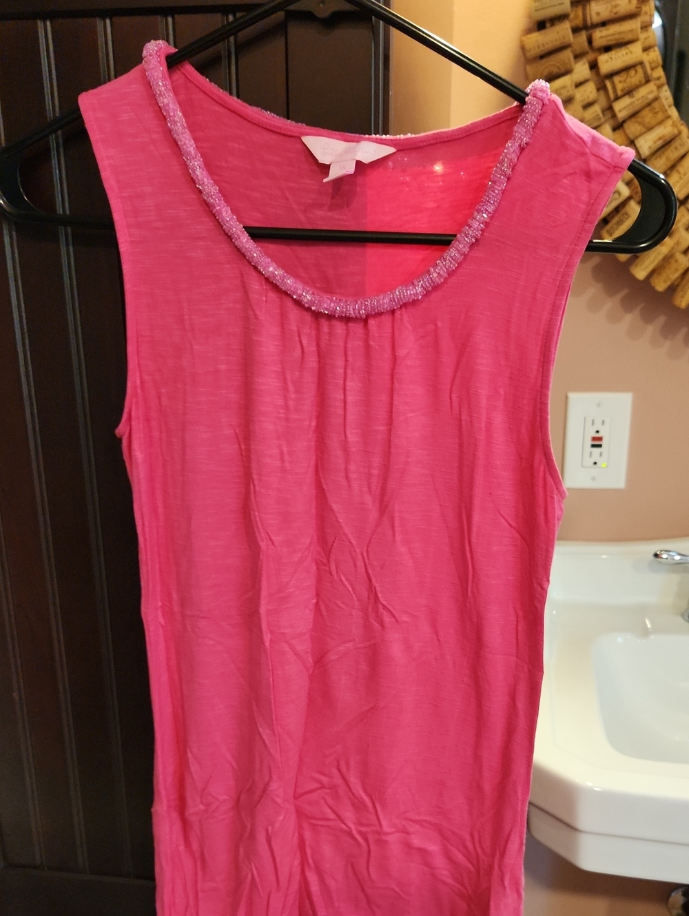 Lilly Pulitzer Hot Pink Beaded Neck Tank